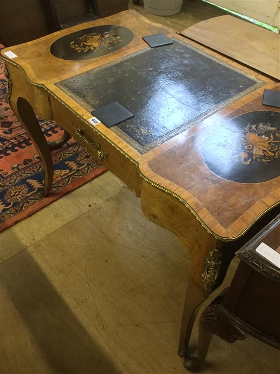 French leather inserted inlaid desk with ormolu mounts